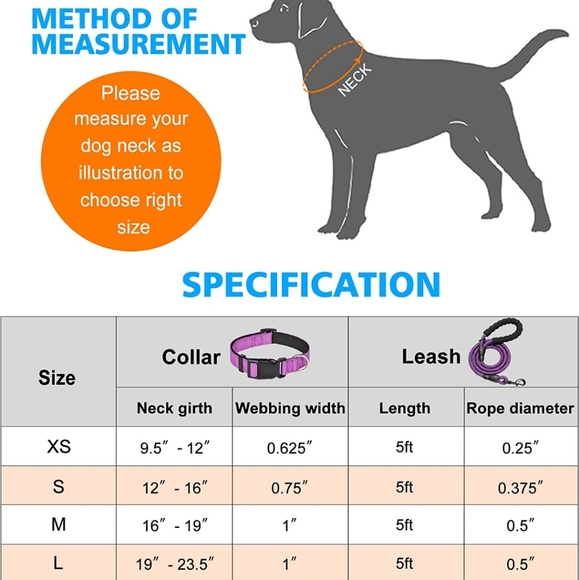 Ladoogo Reflective dog collar - size XS - purple - Picture 4 of 10